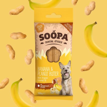 SOOPA Dentálne tyčinky s banánom a arašidovým maslom 100g