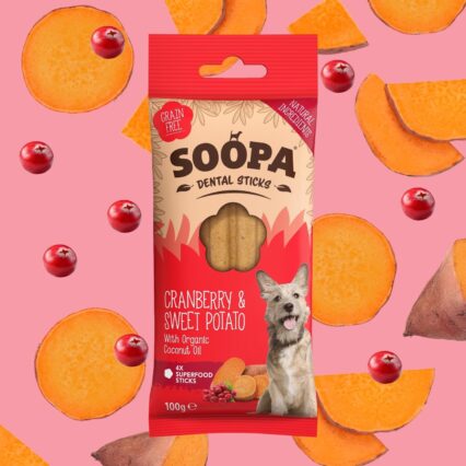 SOOPA Dentálne tyčinky s brusnicami a batátmi 100g